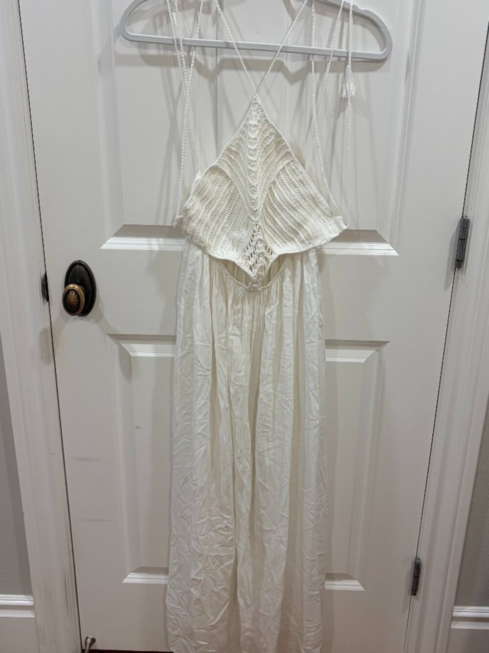 Indah White Crochet Maxi Dress